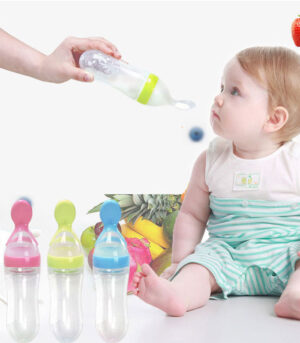 Safe Newborn Baby Feeding Bottle Toddler Silicone Squeeze Feeding Spoon Milk Bottle Baby Training Feeder Food Supplement