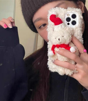 Christmas Bear Plush Mobile Phone Case