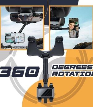 Rearview Mirror Phone Holder For Car Rotatable And Retractable Car Phone Holder Multifunctional 360 Rear View Mirror Phone Holder Suitable For All Mobile Phones And All Car